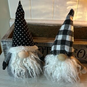 Set of 2 black/white plush gnomes.